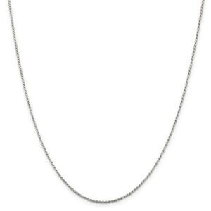 1.1mm Rhodium Plated Silver Solid D/C Rope Chain Necklace, 16 Inch